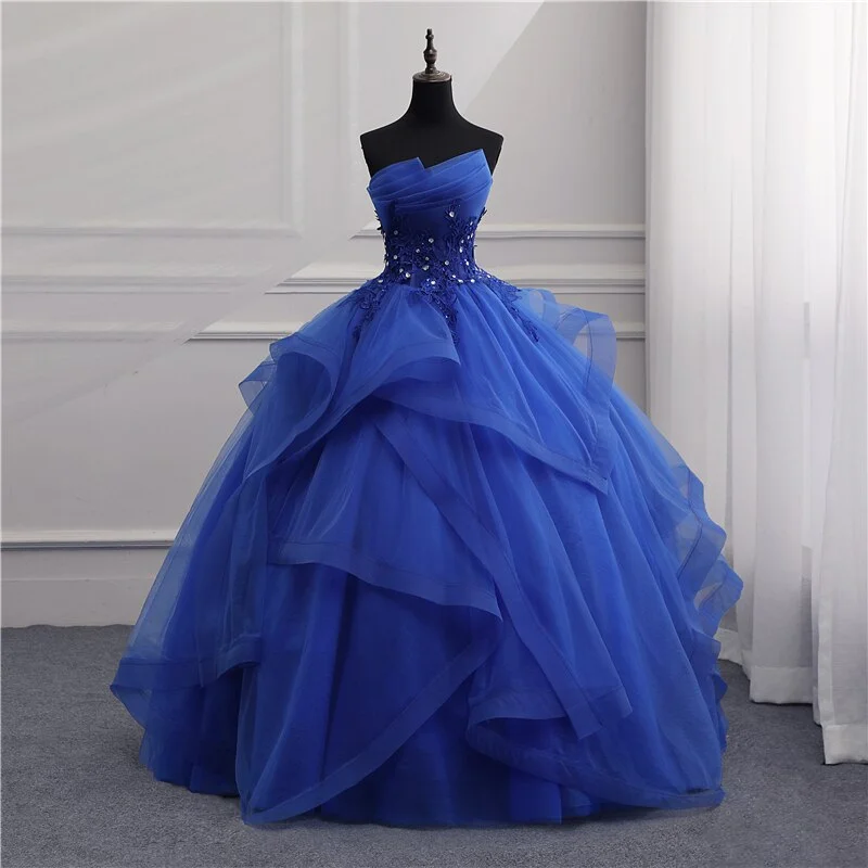Quinceanera Dresses Party Prom Lace Embroidery Strapless Ball Gown 5 Colors Quinceanera Dress Plus Size Vestido De Quince Robe