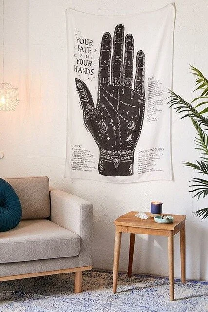 Black Divination Tapestry Pink Letter Wall Hanging Tapestries Ouija Bedspread Beach Mat Tarot Hand Wall Carpet Boho Decor Cloth