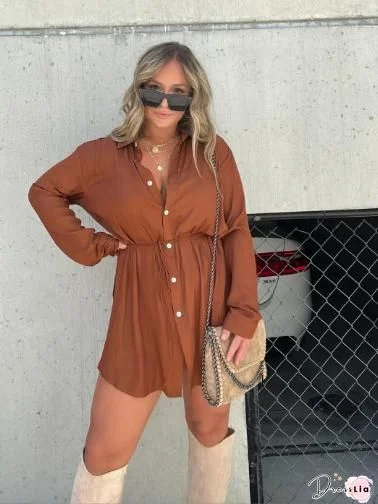 Solid Short Sleeve Lace Up Shirt and Shorts Matching Suit