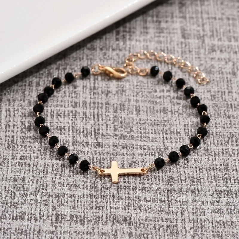 Minimalist Streetwear Cross Heart Shape Stainless Steel Plating Bracelets