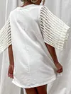Knitted Cotton Flared Sleeves Mini Dress