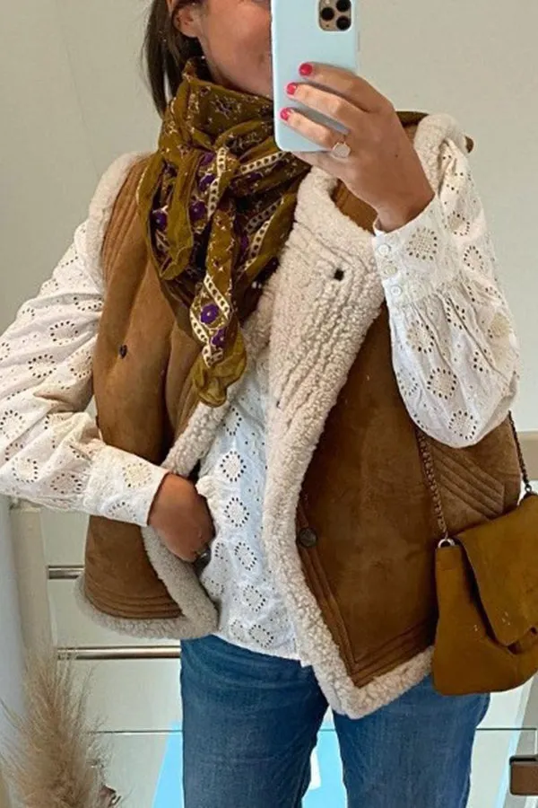 New fur-integrated lamb wool fashionable and versatile vest