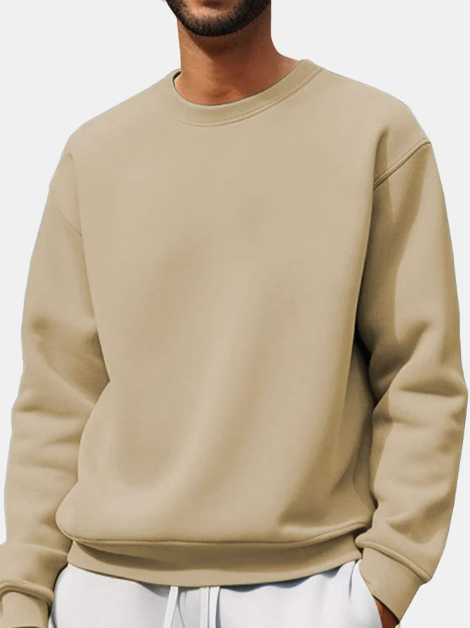 Men's Comfortable Solid Color Crew Neck Sweatshirt