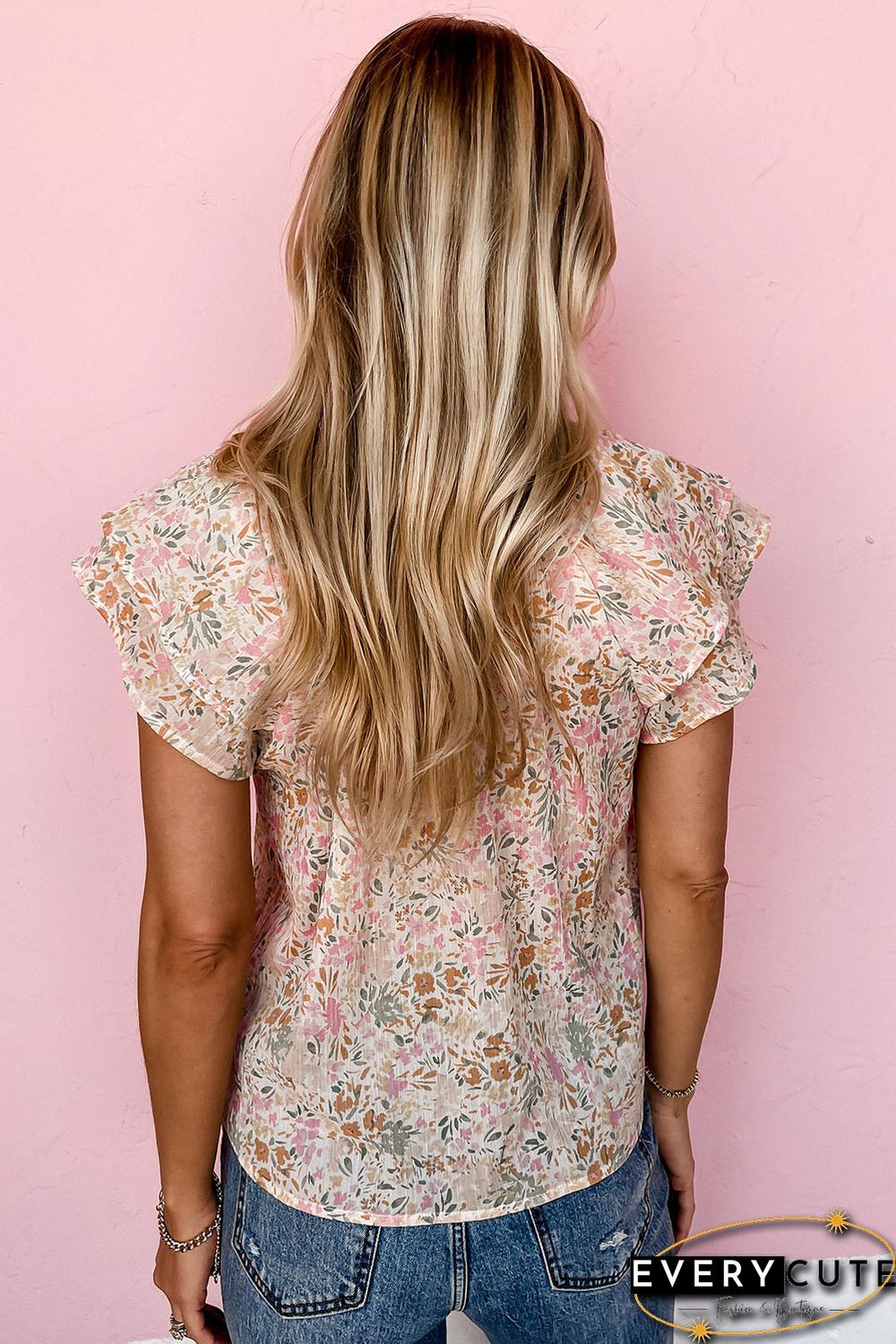 Multicolor Floral Mandarin Collar Top
