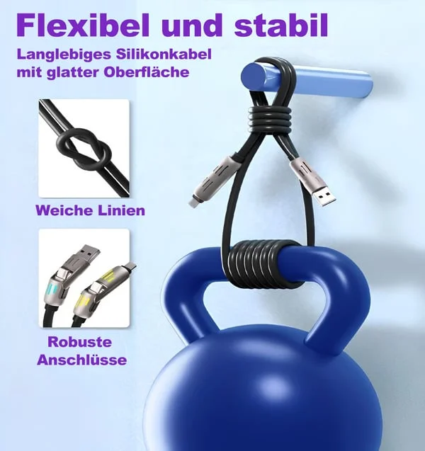 🔥Zeitlich begrenztes Angebot⏰ 4-in-1 USB-Ladekabel, Schnellladung, bis zu 60 W