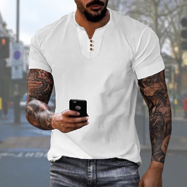 Men's Casual Loose Breathable Sweat Absorbent Short Sleeve T-Shirt