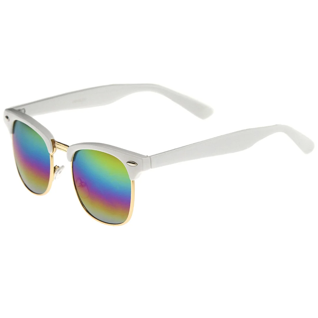 Premium Half Frame Colored Mirror Lens Horn Rimmed glasses 50mm