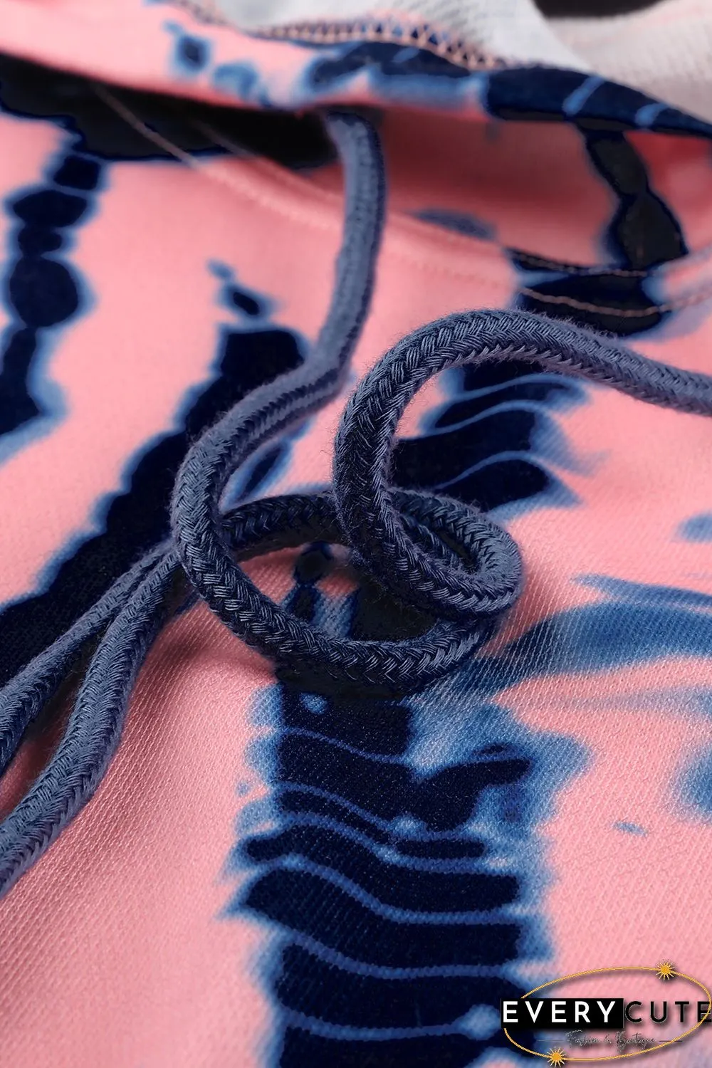 Pink Tie-dye Print Pullover Hoodie