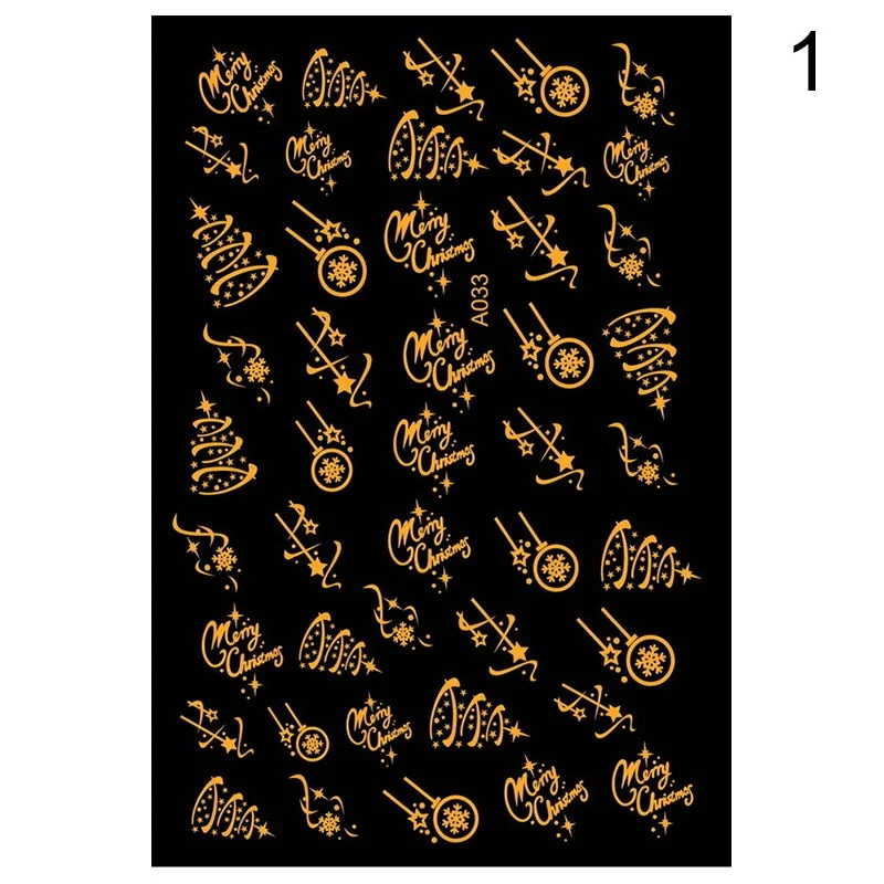 Hearts Love 3D Nail Sticker Laser Gold Rose Flower Snowflake Cartoon Line People Slider Design Polish Nail Decals Nail Art Decor-Nail Inspo