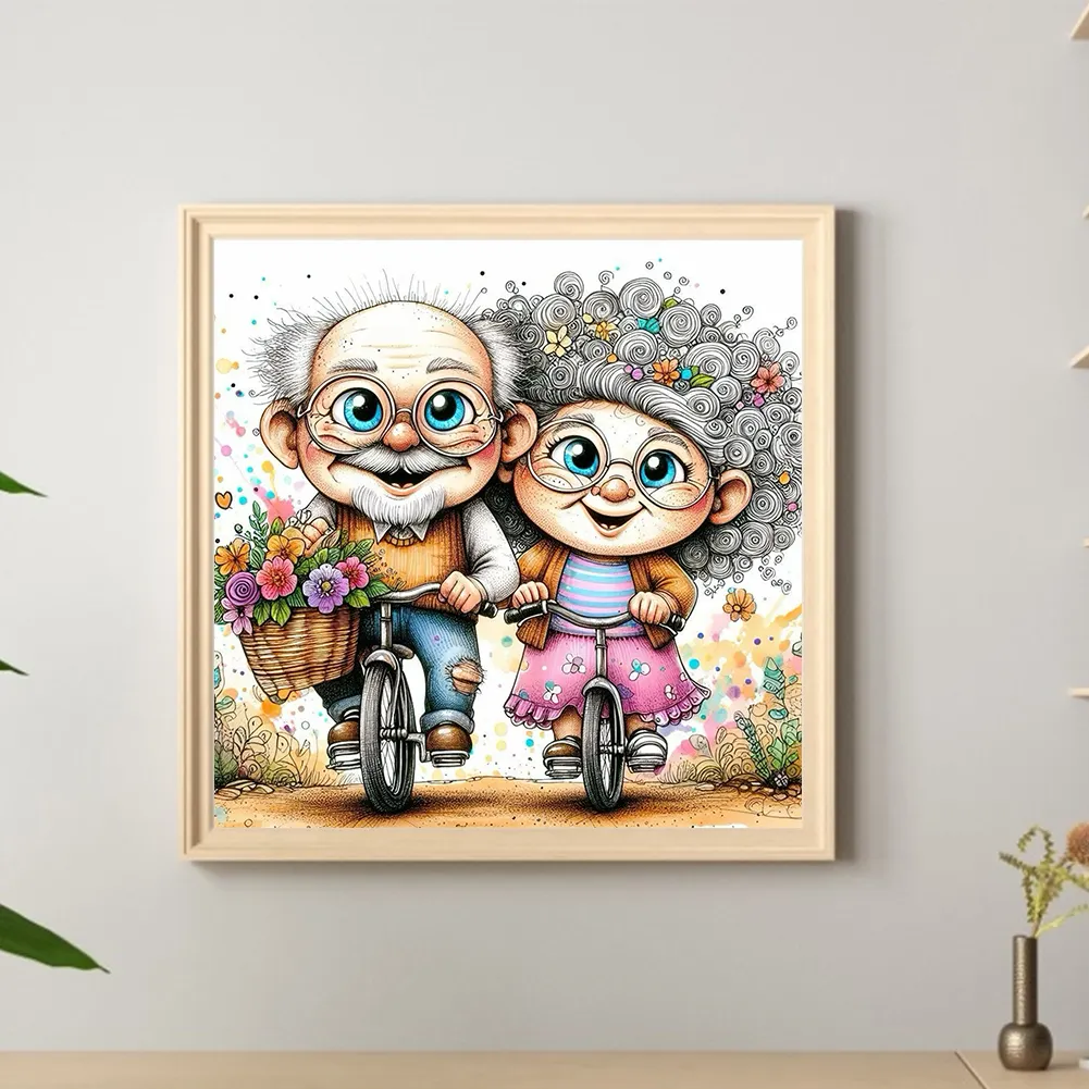 Diamond Painting - Full Round Drill - Old Couple(Canvas|30*30cm)