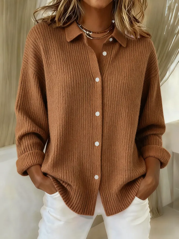Women's Plaid Print Casual Cotton Buttoned Cardigan Sweater