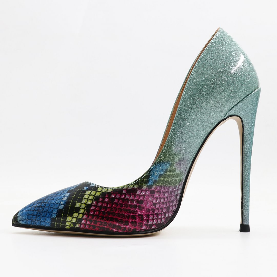 4.72" Mixcolor Fashion Heels Party Pumps-vocosishoes