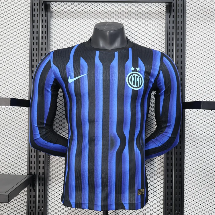 Player 2025-2026 Inter Milan Home Long Sleeve Football Jersey (Ad-free version)