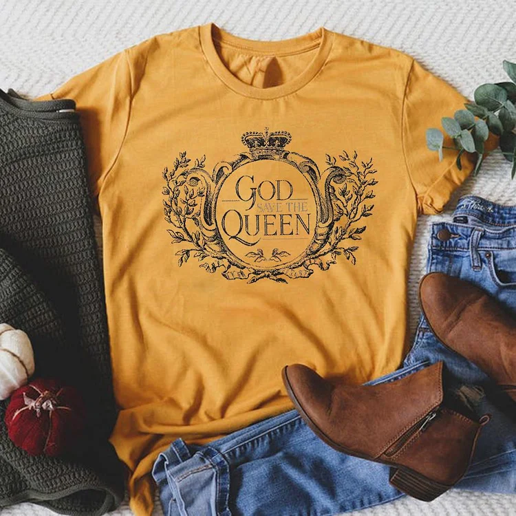 God Save the Queen T-shirt Tee -02777-Annaletters