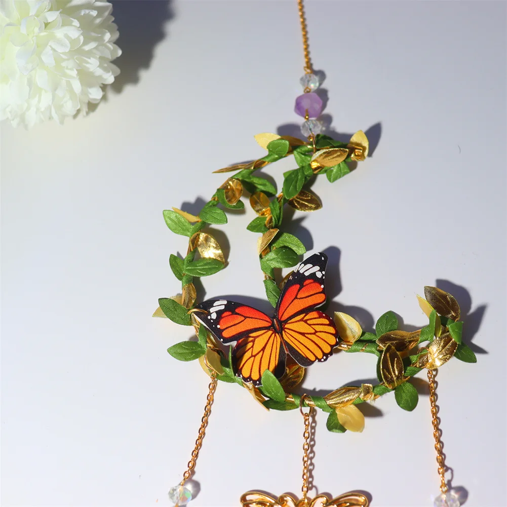 Crystal Wind Chime Prism Catchers Ornament Home Room Garden Decor (Moon 2)