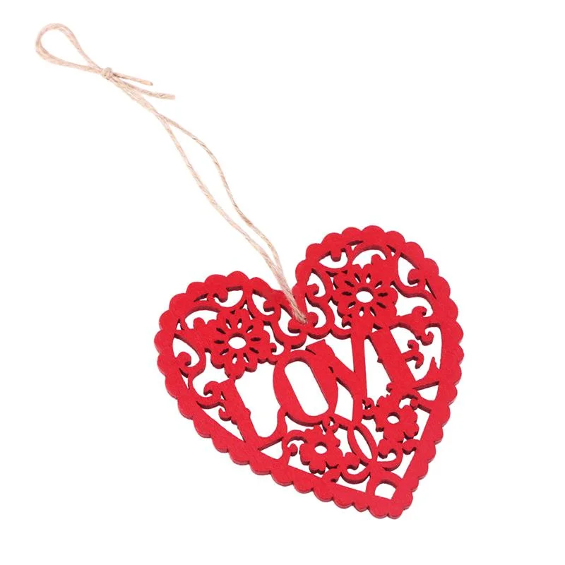 10 Pcs Wooden Heart Love Decorative Heart Cutout DIY Hanging Discs Slices Ornament Pendant for Wedding Party DIY Scrapbooking