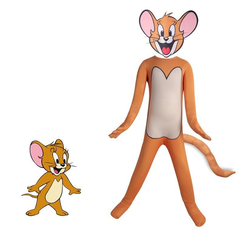 Jerry from Tom and Jerry Cosplay Costume Jumpsuit with Mask Outfits