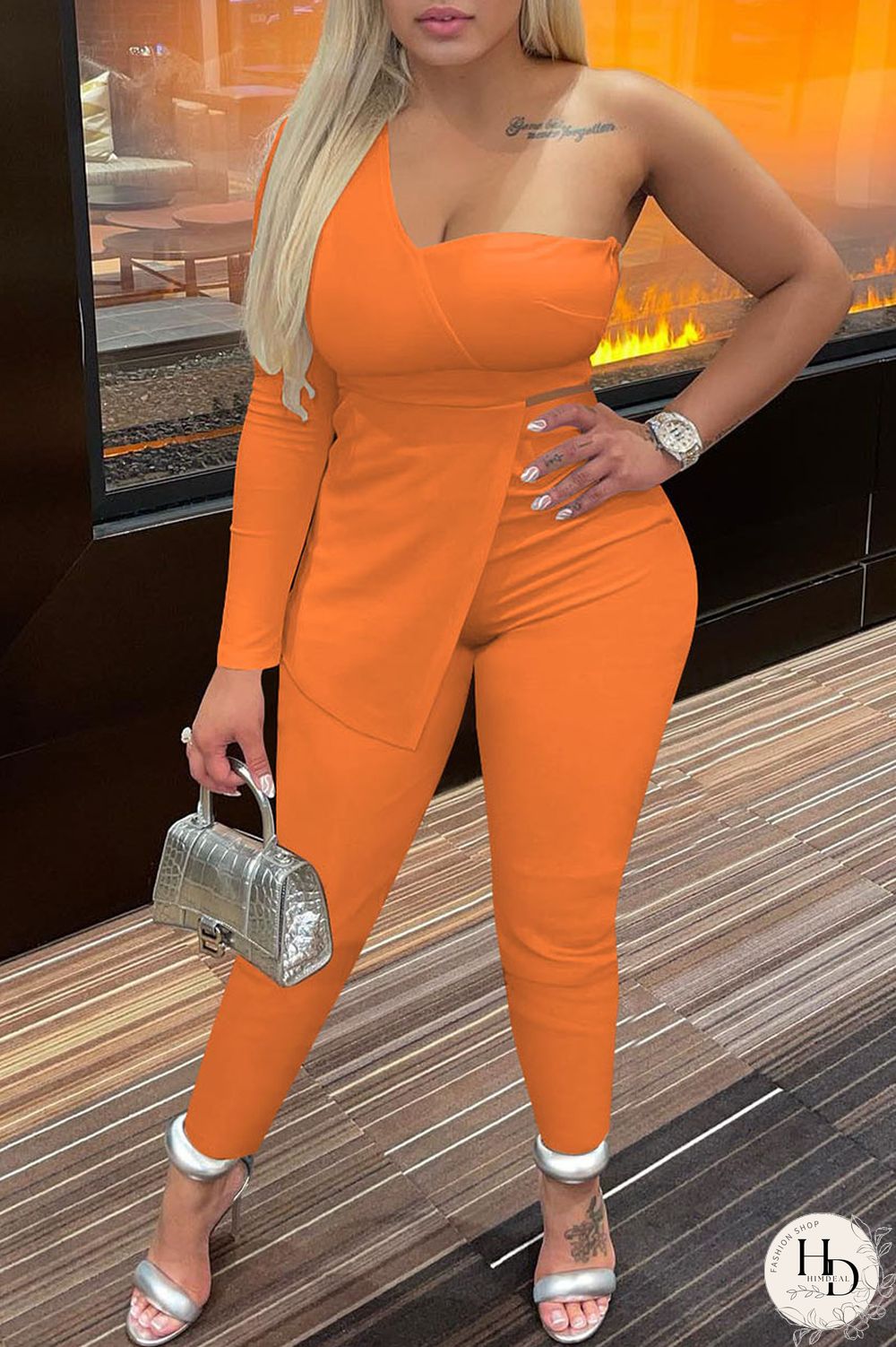 White Sexy Casual Solid Patchwork Backless Asymmetrical One Shoulder Long Sleeve Two Pieces