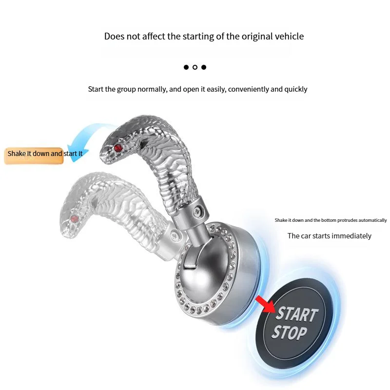 Car Snake Head One-Button Start Rod Decorative Sticker