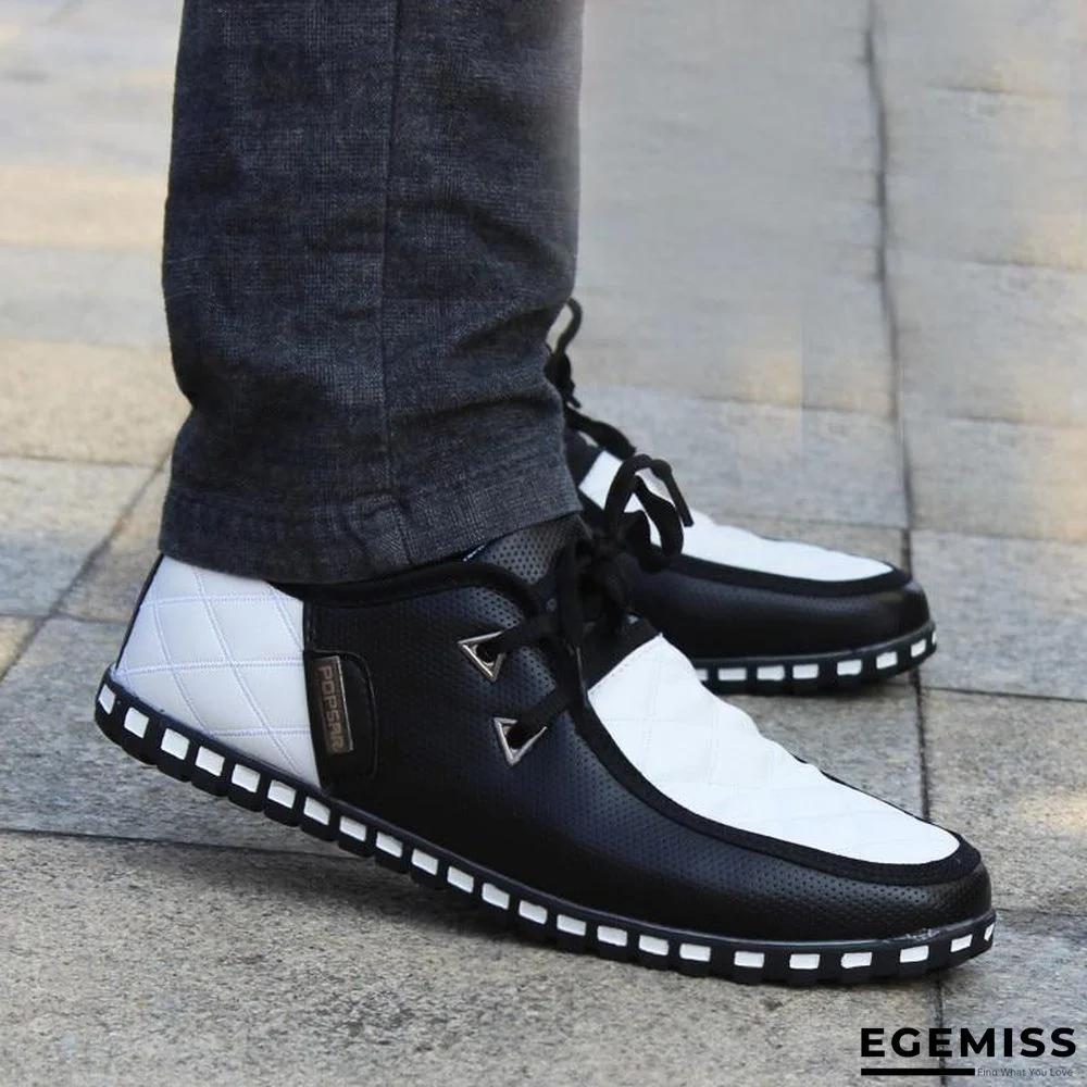 Men's Casual Flats Shoes Lace-up Cotton Padded PU Leather Flats Shoes | EGEMISS