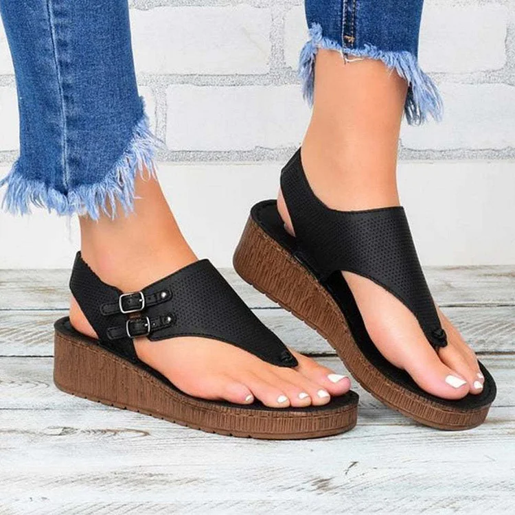 Fashion Comfortable Hollow Split Toe Wedge Sandals Shoe  Stunahome.com