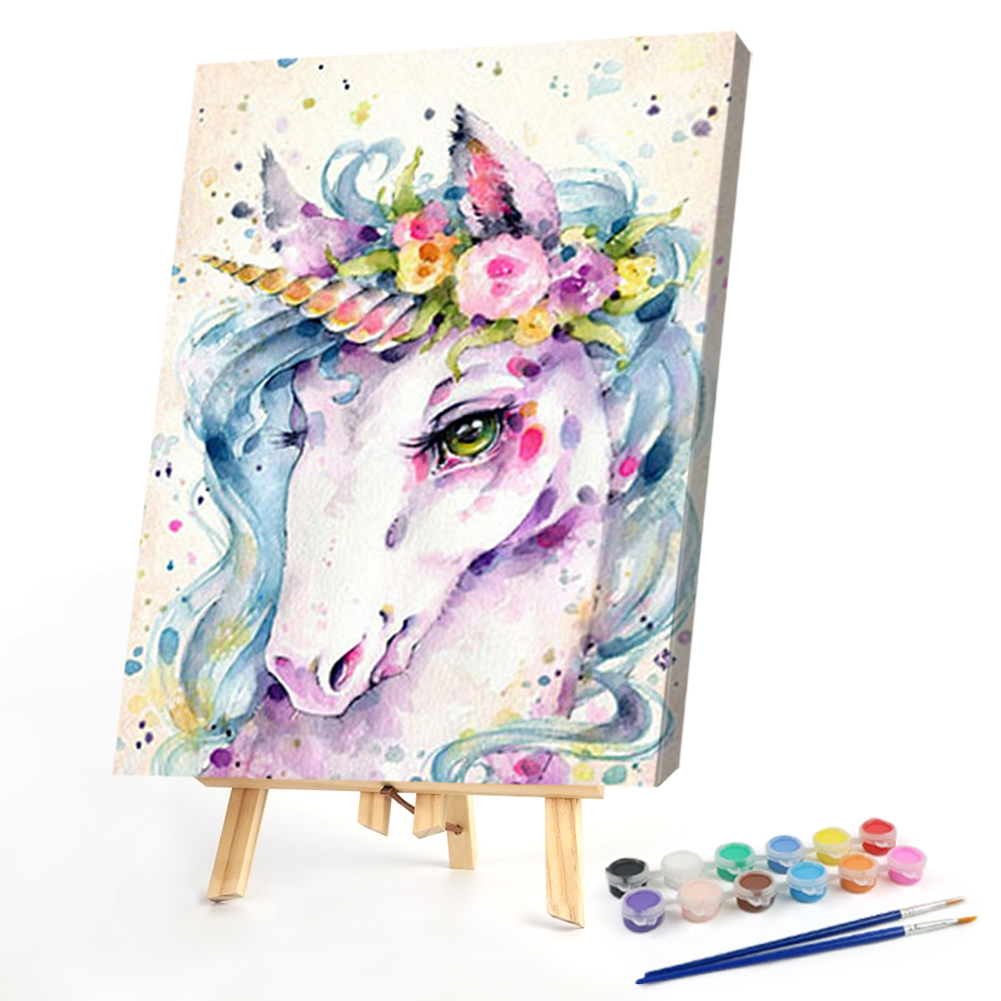 

40*50CM - Paint By Numbers - Color Flower Horn Horse, 501 Original
