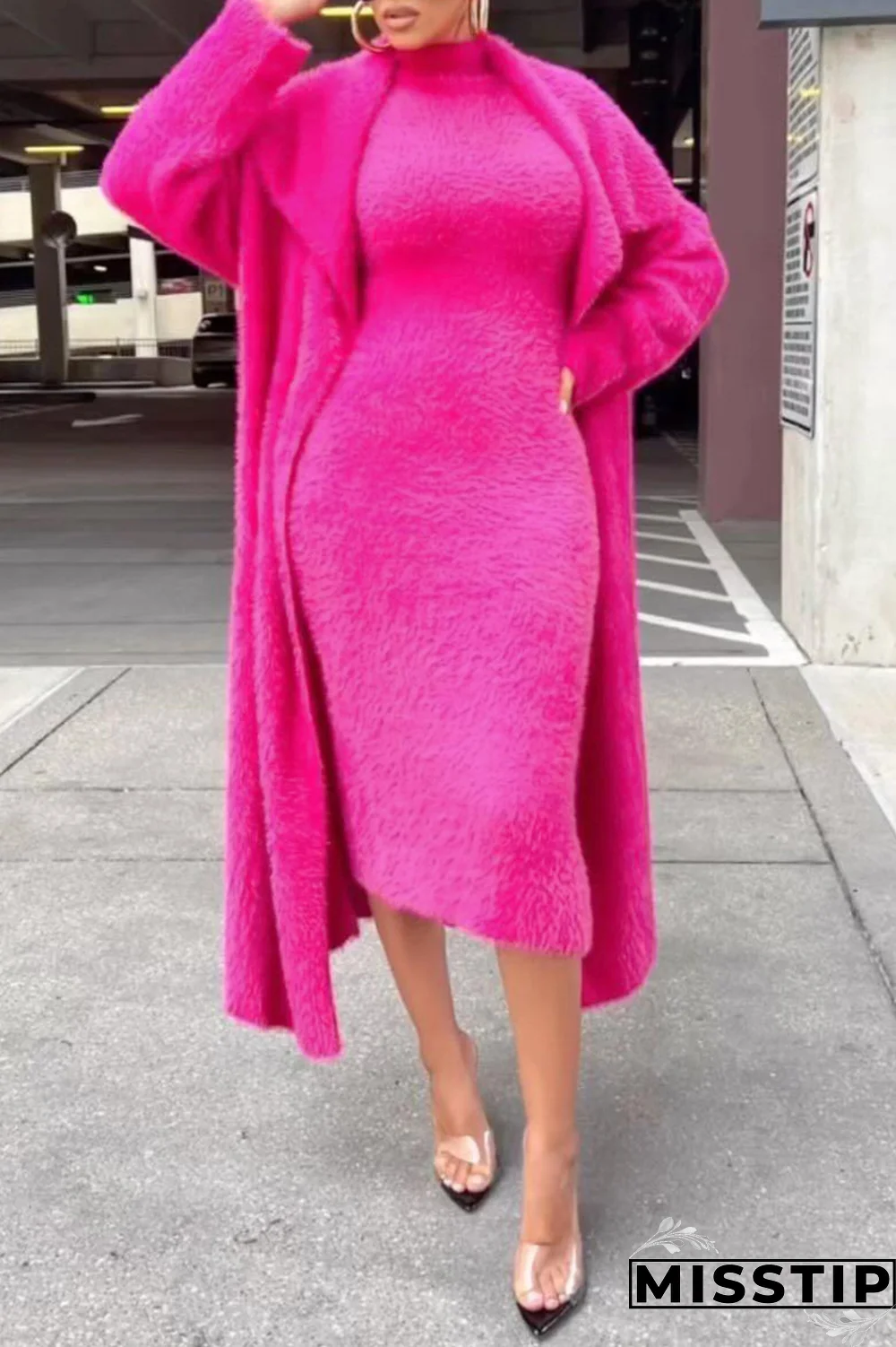 Dark Gray Casual Solid Patchwork Half A Turtleneck Long Sleeve Two Pieces