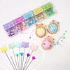 Cute Cat Pin Cushion Kit with 80 Craft Positioning Pins Needle Holders Wooden Base Adorable Pincushion for Quilting Needlepoint DIY Projects