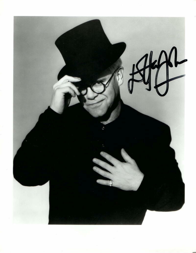 ELTON JOHN SIGNED AUTOGRAPH 8X10 Photo Poster painting - GOODBYE YELLOW BRICK ROAD ROCKETMAN JSA