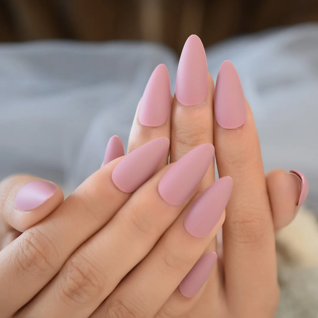Professional Almond shaped Nail Tips Stiletto Matte Fake Nails White Short Press On Nails With Free Adhesive Tabs-Nail Inspo