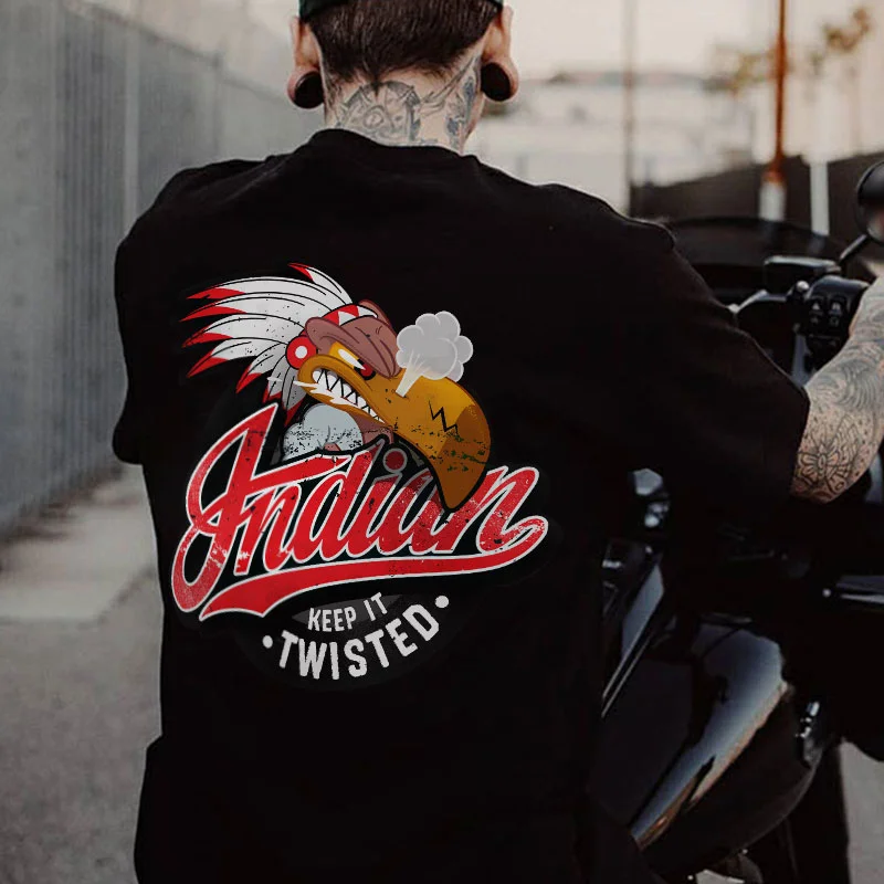 INDIAN KEEP IT TWISTED Black Print T-shirt