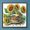 Sonnenblumen-Teetasse - speziell geformte Diamantmalerei - 30*30cm