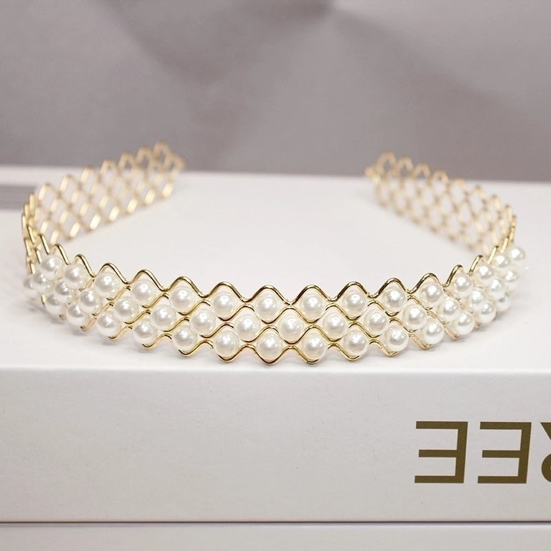 New Pearl Headband Women Korean Internet Celebrity Headband Hair Clip Women’s Simple Elegant Pressed Hair Clip Headwear