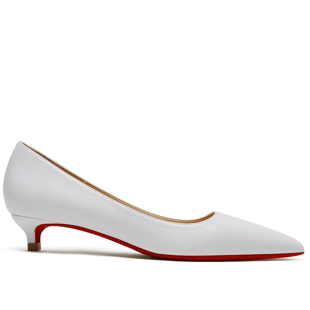 30mm Women's Low Heel Kittens Pointed Toe Casual Slip On Matte Pumps-vocosishoes
