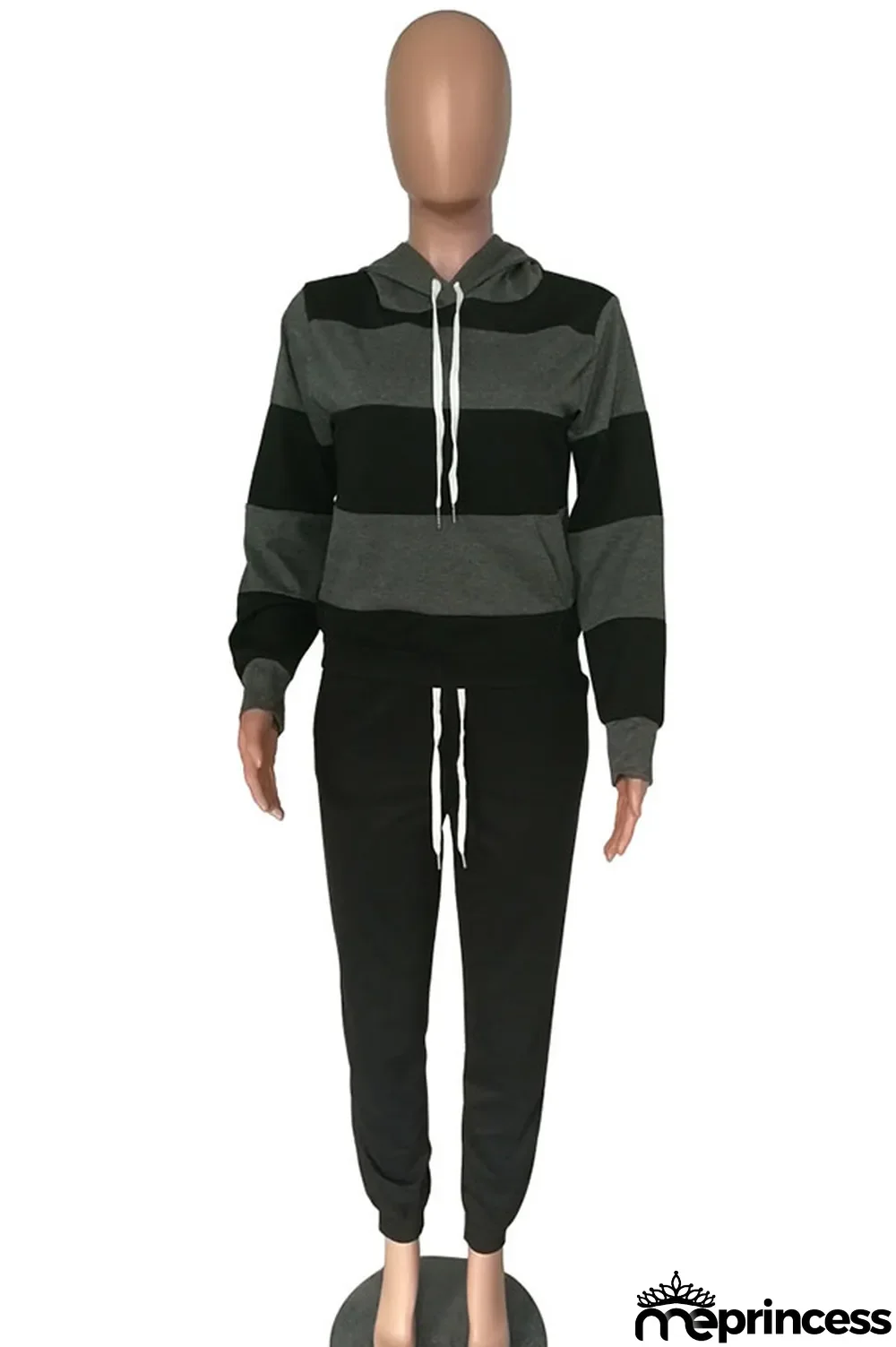 Red Polyester OL Striped Patchwork Print pencil Long Sleeve Two Pieces