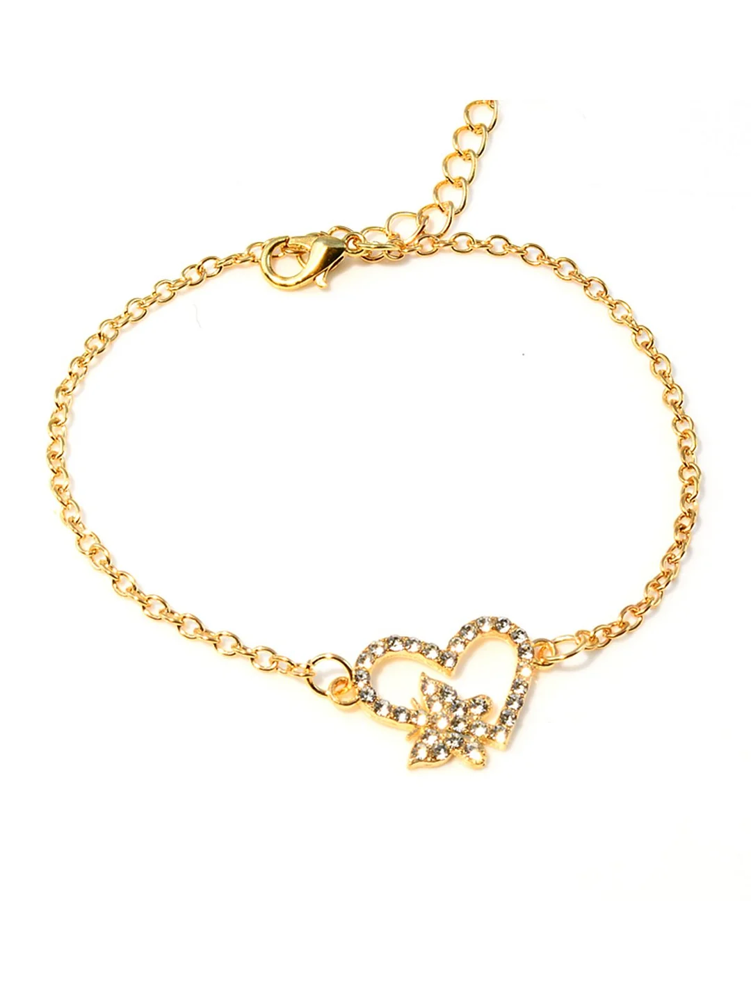 Vintage Rhinestone Heart Bracelet