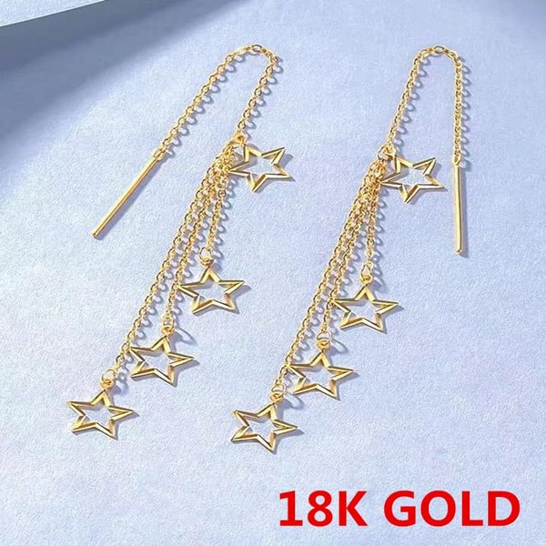 European and American 18K Gold New Exquisite Star Tassel Earrings Valentine's Day Gift Earrings Jewelry (Gold, Silver) - Shop Trendy Women's Fashion | TeeYours