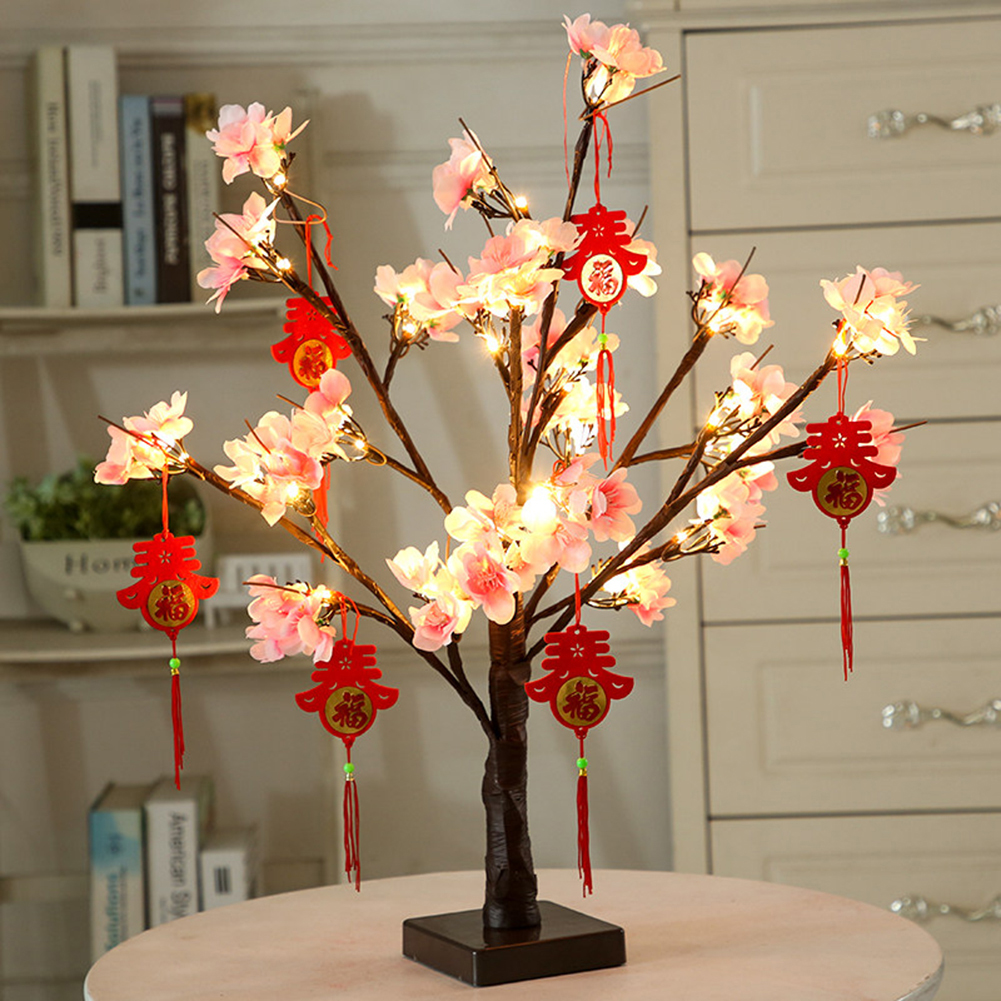 

24 LED Pink Sakura Tree Landscape Cherry Plum Tree-Curtain String Night Light, 501 Original