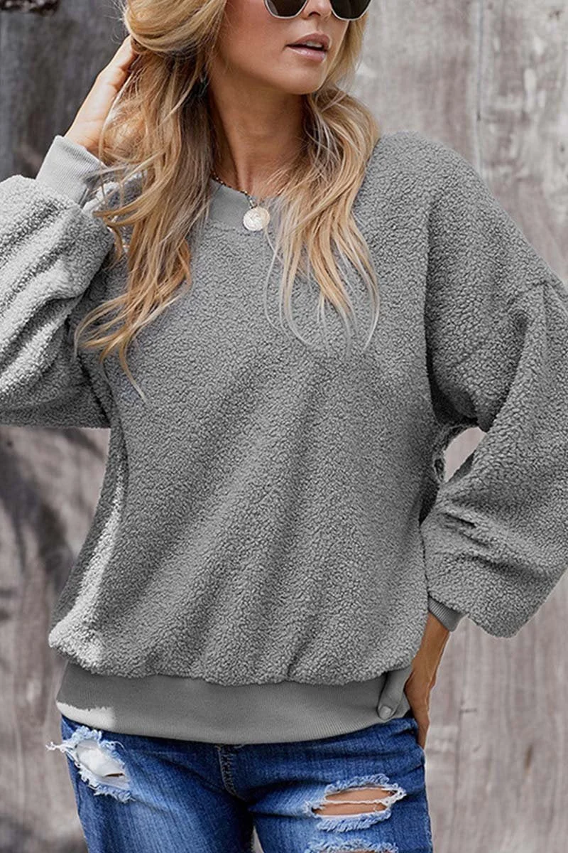 Teddy Plush Sweater Casual Tops