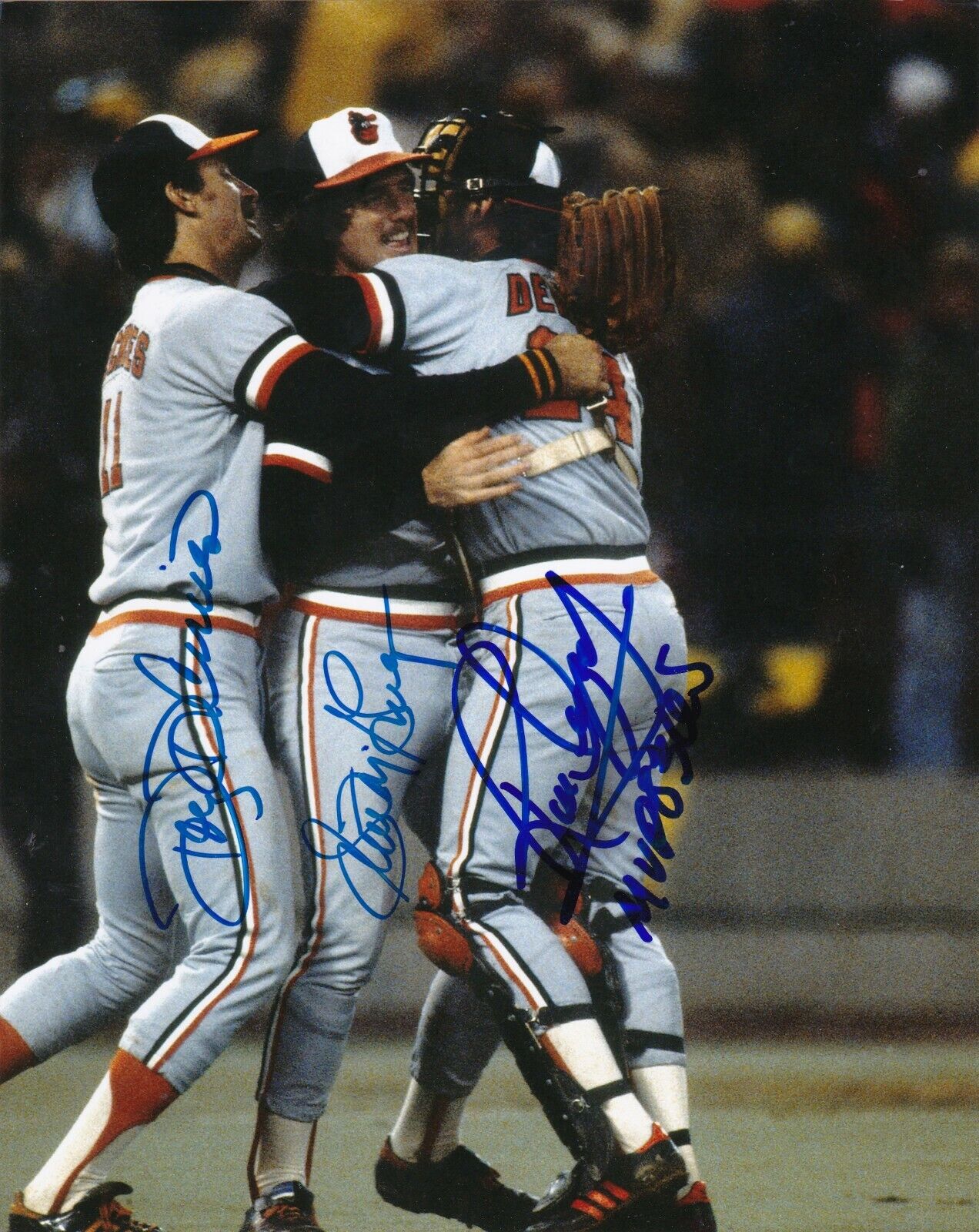 DECINCES/MCGREGOR/DEMPSEY BALTIMORE ORIOLES 1983 WS CHAMPS SIGNED 8x10