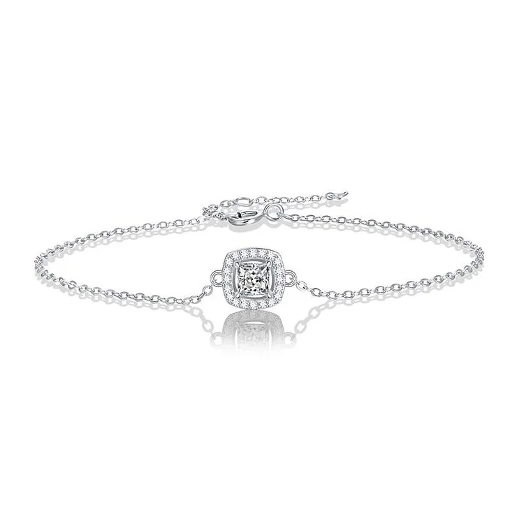 Princess Cut 0.5ct Moissanite 925 Sterling Silver Bracelet