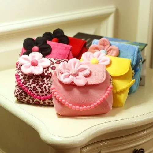2019 Brand New Lovely Baby Girls Kids 3D Flower Mini Zipper Shoulder Messenger Purse Bag Leopard Candy Color Coin Purses Gift