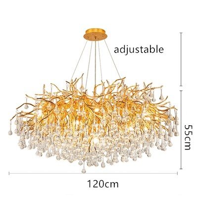 Nordic Light Luxury Crystal Pendant Lights Creative Led Branches Living Dining Room French Hanging Lamp Villa Decor Luminaries