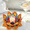 Peinture en diamant en 5D DIY d&eacute;coration de bureau en acrylique, bougeoirs fleurs, brise-lumi&egrave;re, d&eacute;coration de bureau maison artisanale pour adultes d&eacute;butants (Orange Lotus)