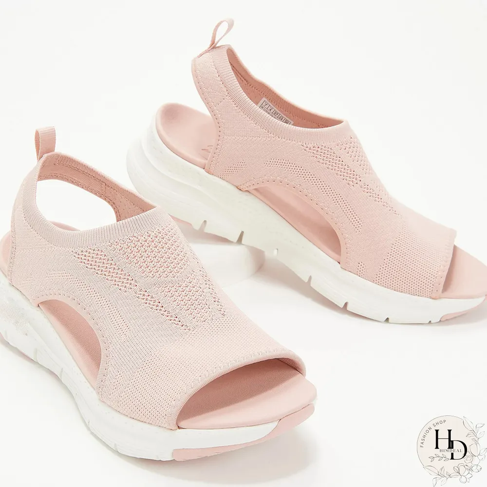 Womens Summer Shoes-Mesh Fish Platform Sandals-Womens Closed Toe Wedge-Ladies Light