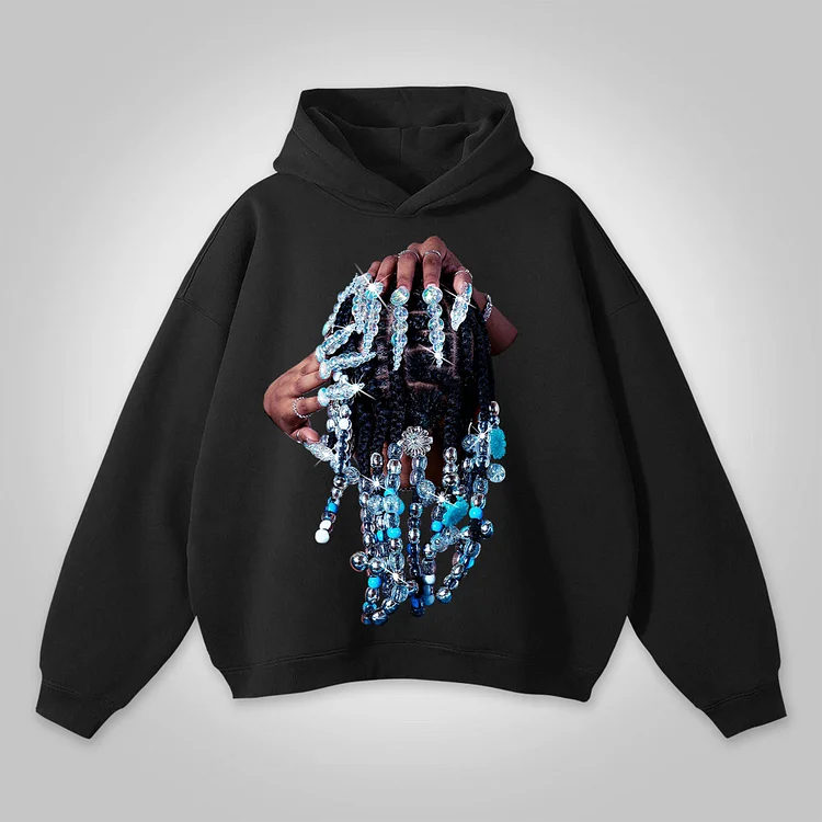 Diamond Jewelry Finger Portrait Print Hoodie
