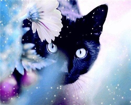 

Black Cat in The Flowers – Paint By Numbers - 40*50CM, 501 Original
