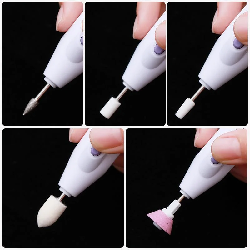 5 In 1 Professional Electric Nail Drill Kit Battery Manicure Pedicure Grinding Polishing Nail Art Sanding File Pen Tools Machine-Nail Inspo