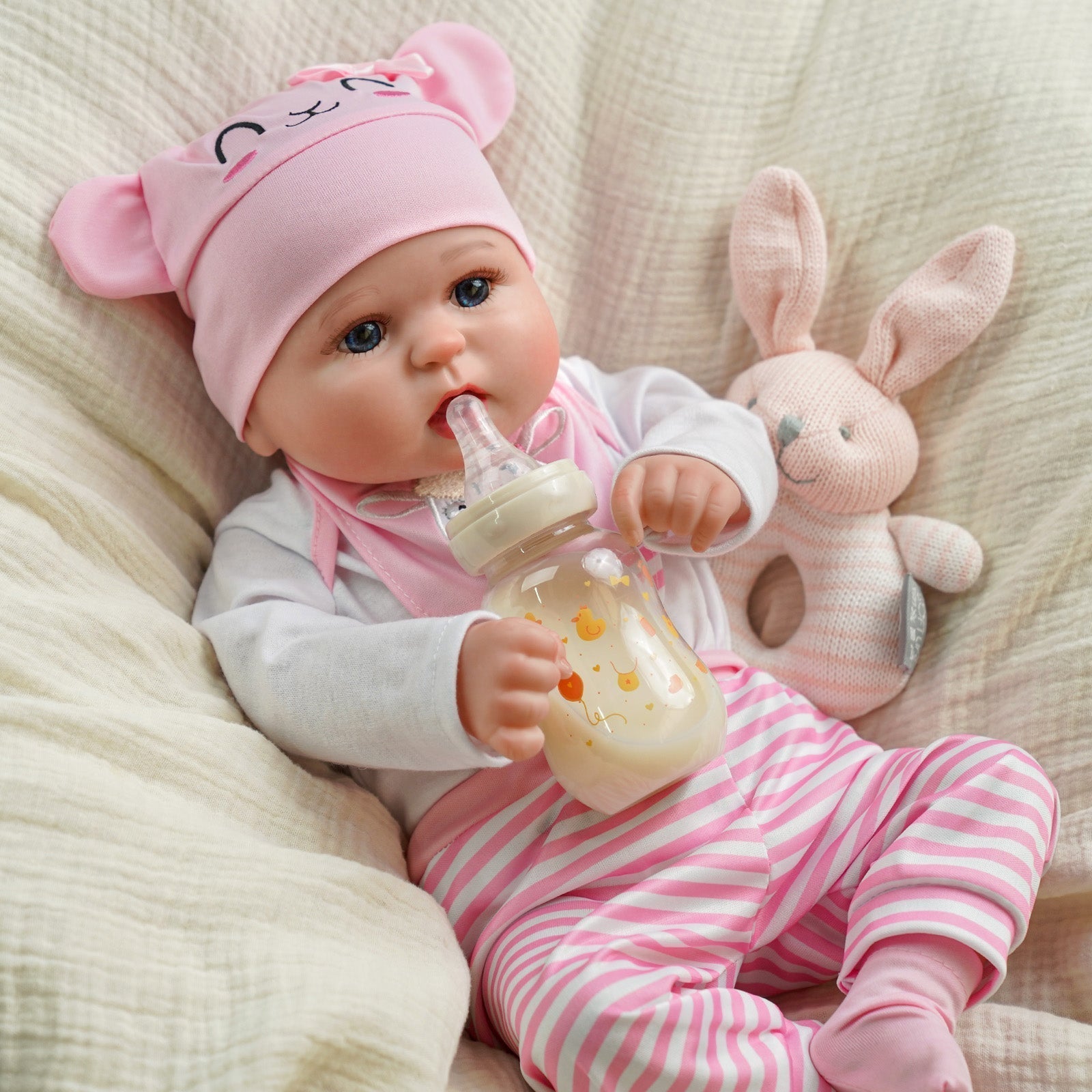 Babeside Quiet Reborn Baby Bailyn 20'' Little Infant Girl Best Gift for Kids Pink Sheep Bailyn-Cloth Body