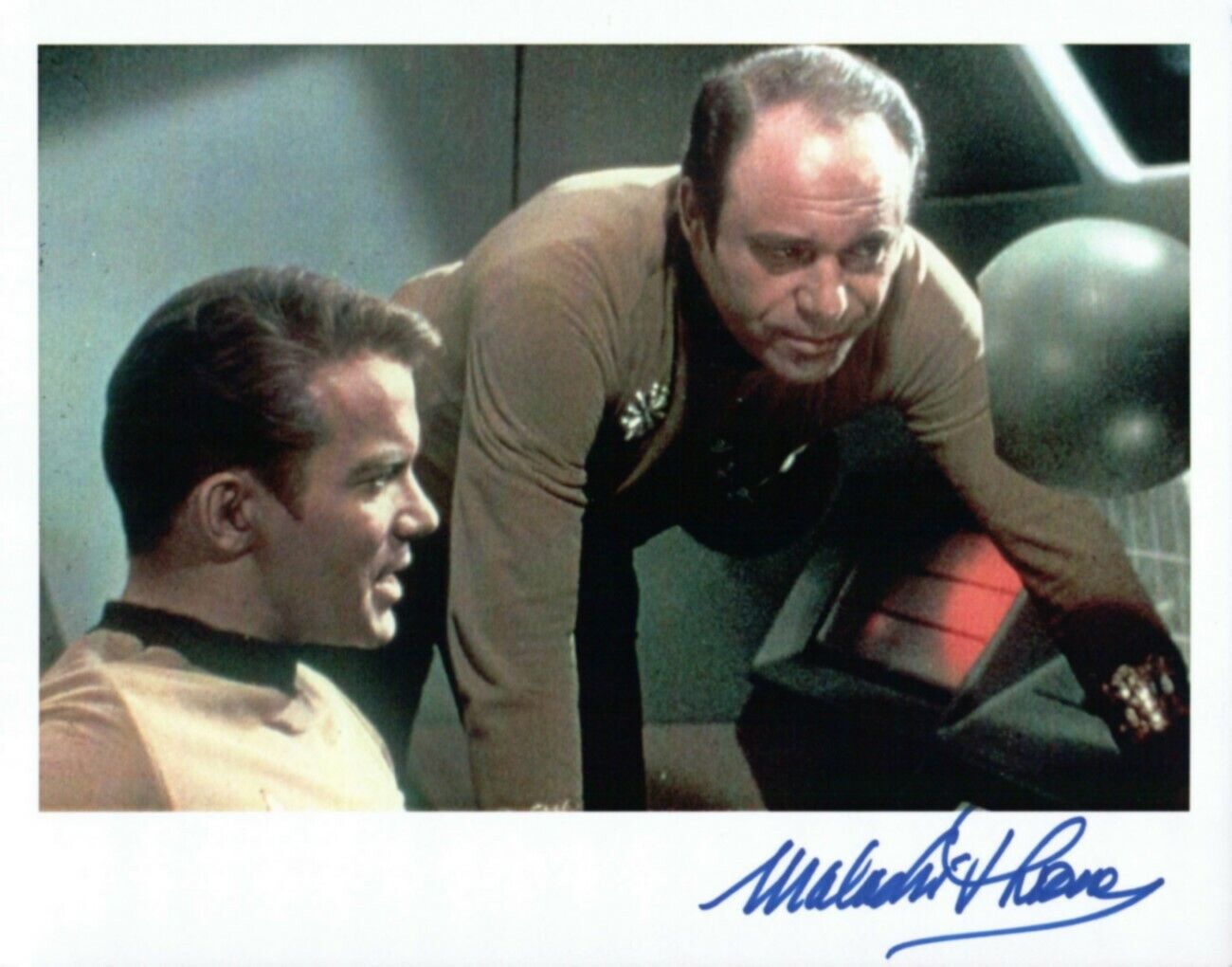 Malachi Throne Signed Autographed 8X10 Photo Poster painting Star Trek w/William Shatner w/COA